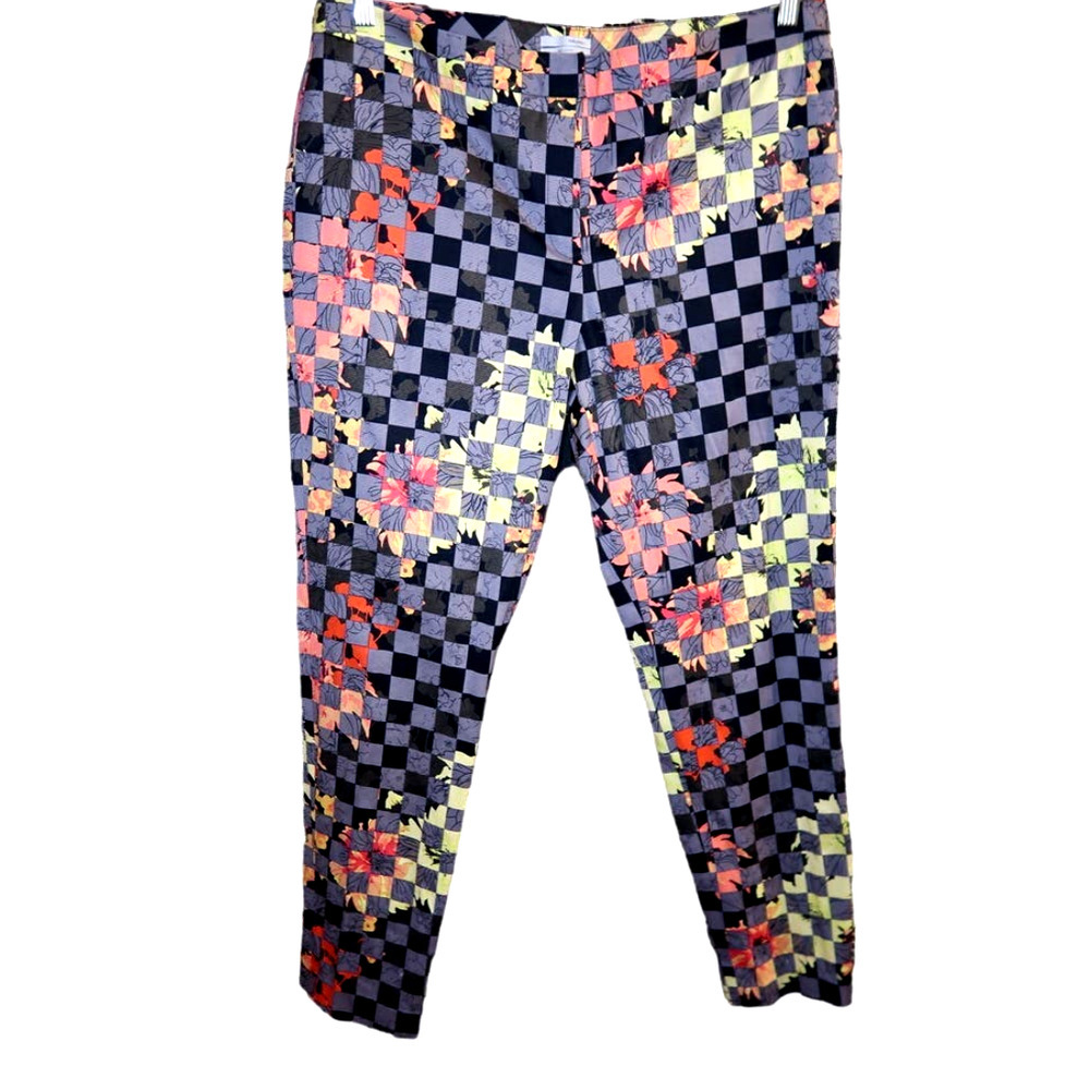 NEW Halogen colorful checkered floral print capris‎